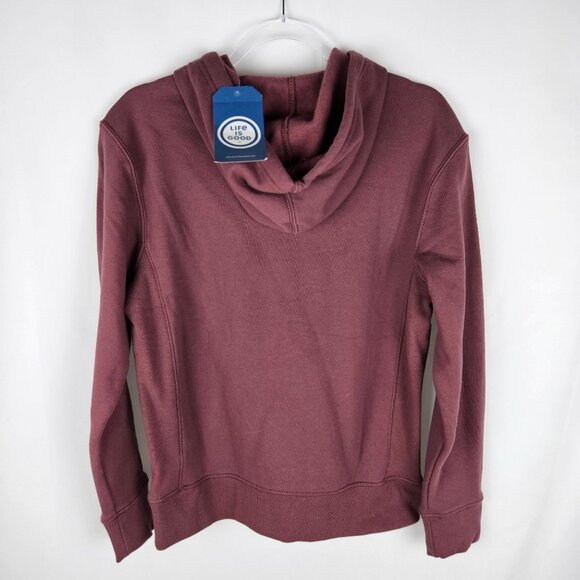 NEW!! Life Is Good Womens Simply True Hoodie Small Cotton Cranberry - Picture 3 of 9